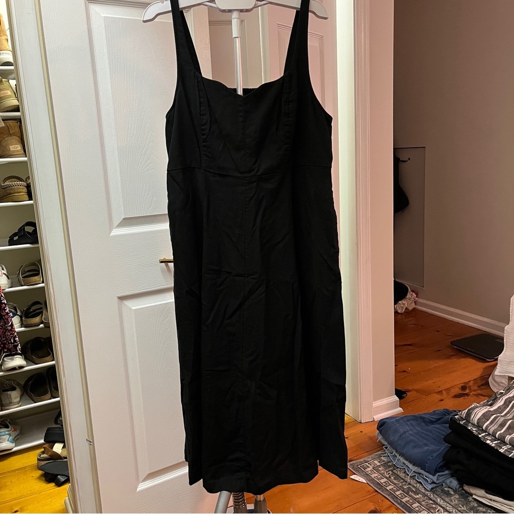 Old Navy Black Linen Midi Dress